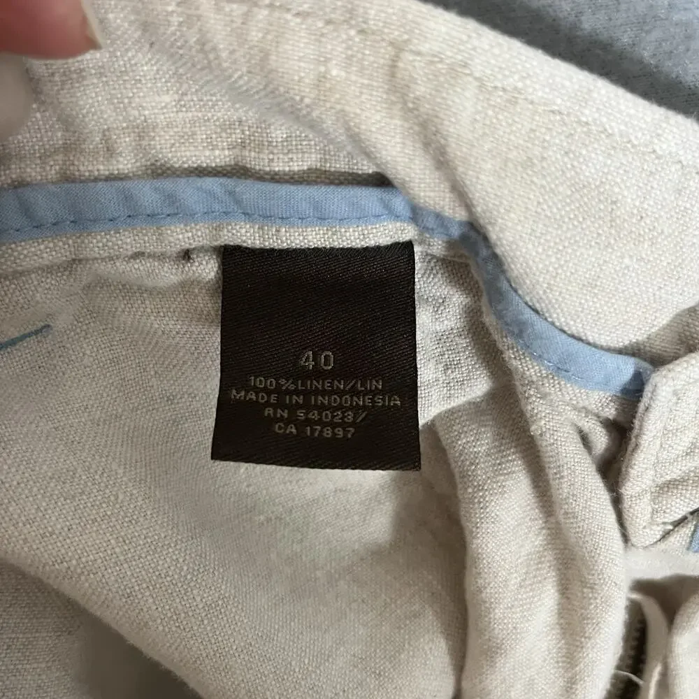 Old Navy Surplus Linen Beach Boho Casual Beige Shorts Men 40‎